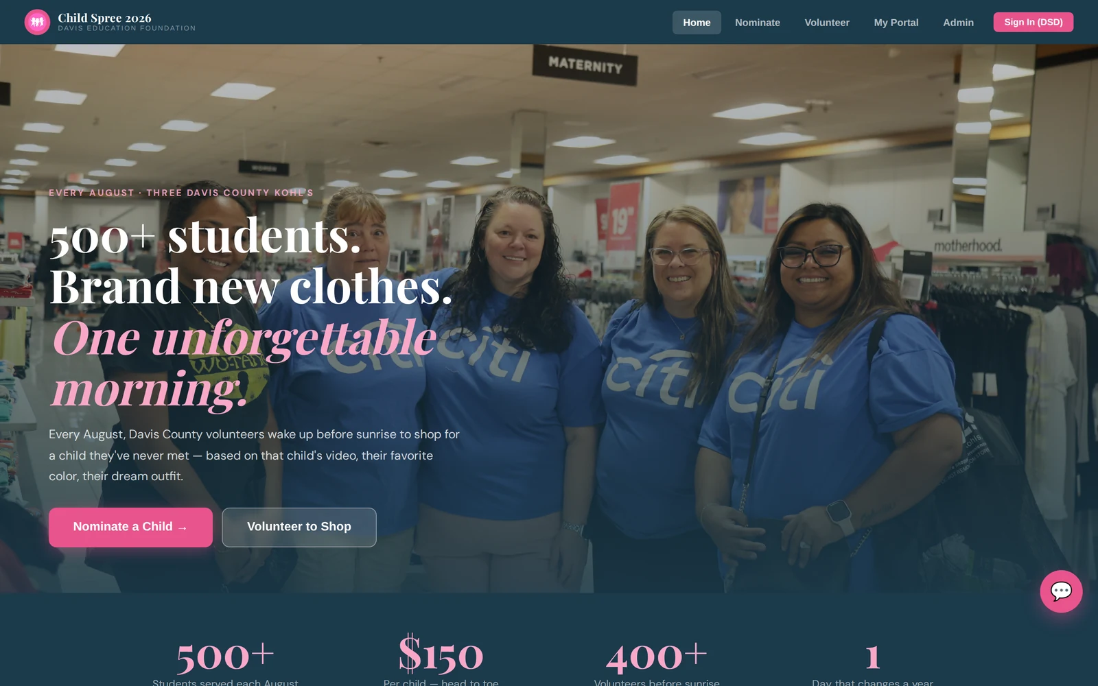 Child Spree registration platform